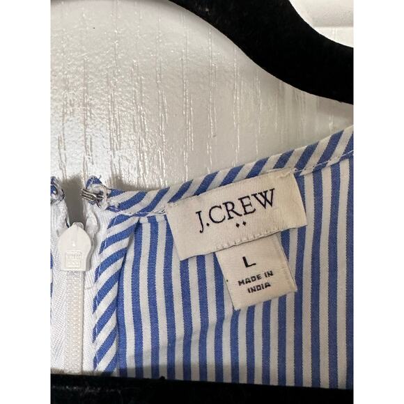 J. Crew Dress Womens Large Smocked Flutter-Sleeve Midi Blue White Womens Resort - Picture 4 of 8